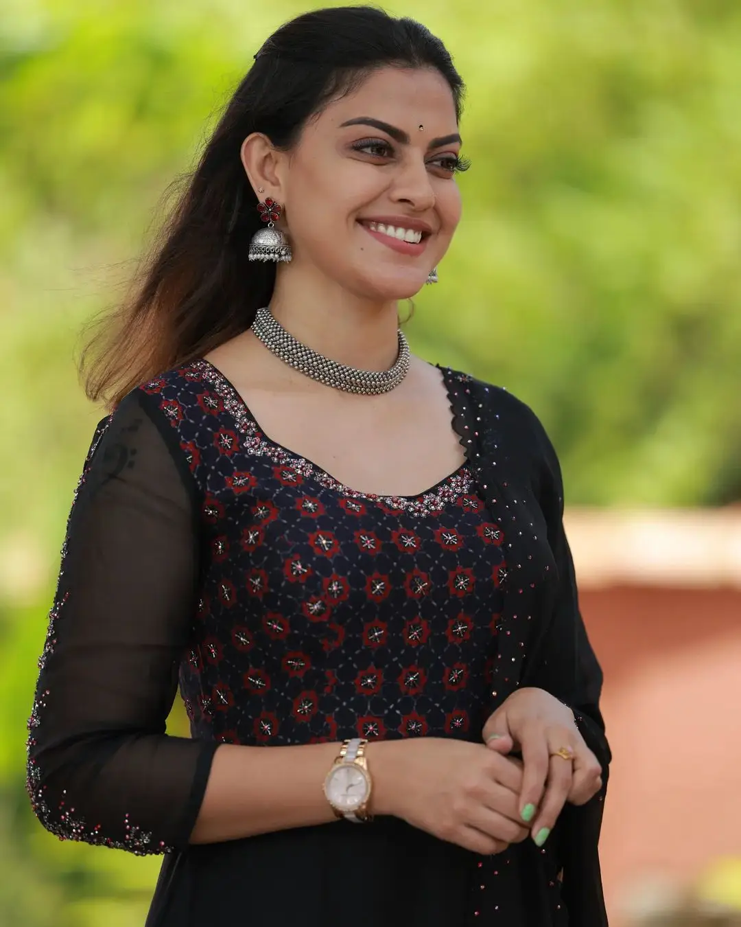 Anusree Nair In South Indian Traditional Black Dress